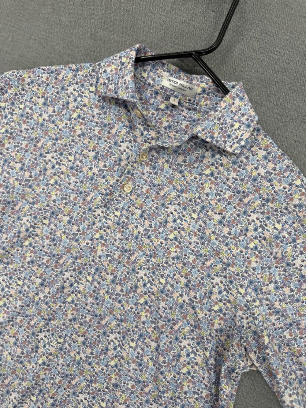 Peter Millar Groovy Graphic Performance Crown Sport Polo Mens S Shirt Cocktail